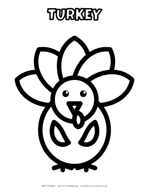 Free Thanksgiving turkey coloring page for toddlers