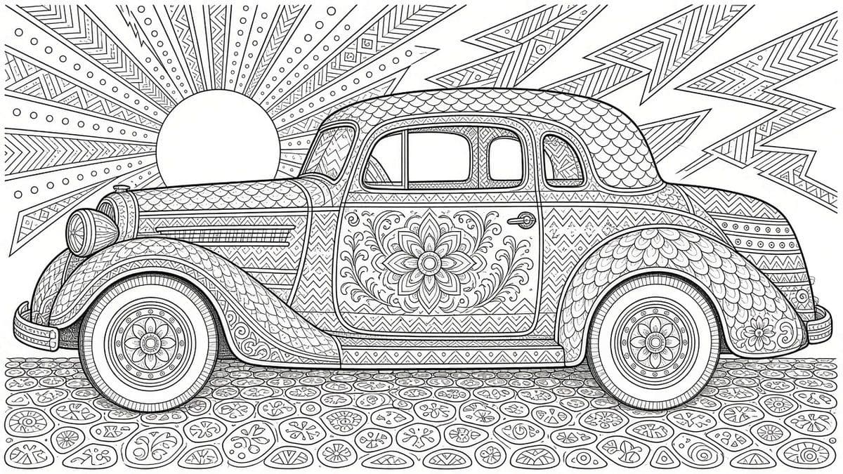 Art Deco Cars colored inspiration art