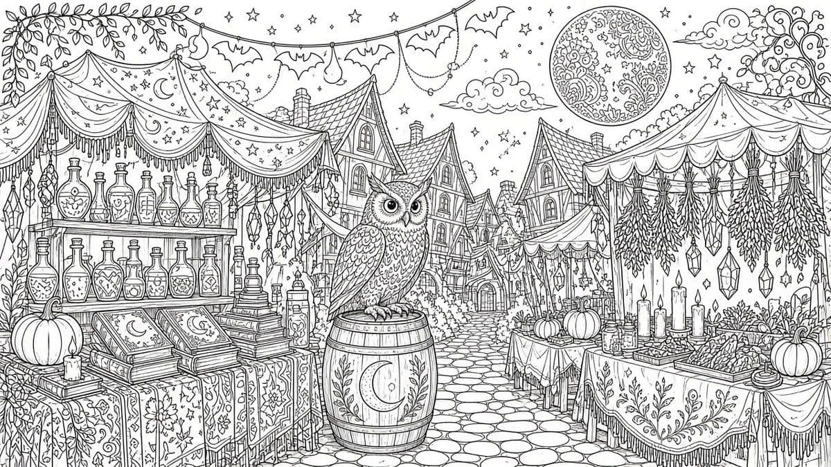 Witchy Night Market colored inspiration art