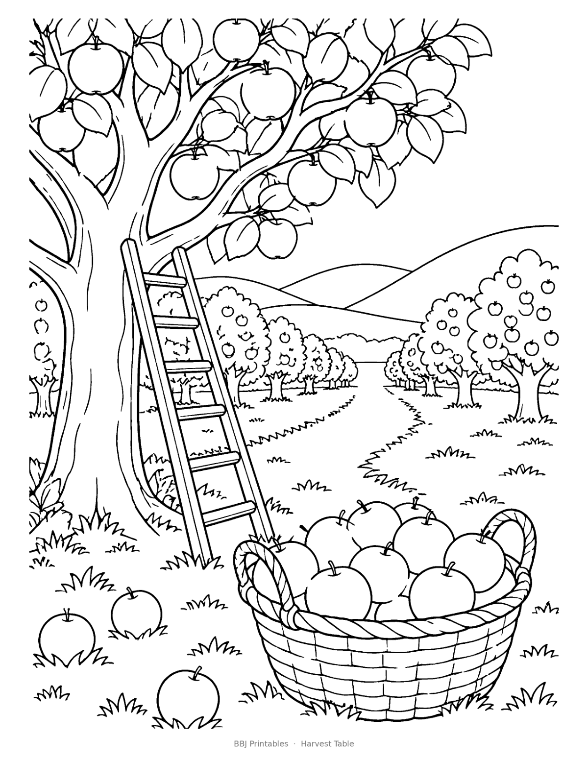 Thanksgiving Coloring Pages for Teens & Adults: Harvest Table (10 Scenes + Art Sub Plan) preview 3