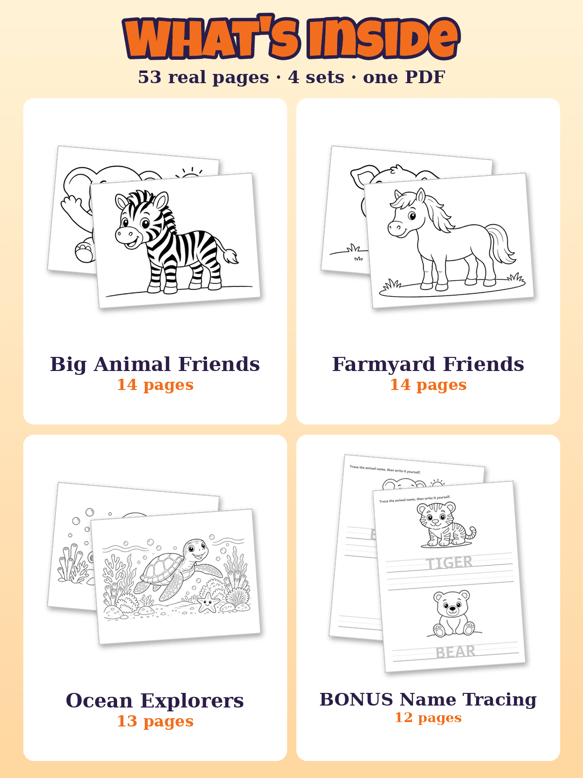 Kids Animal Coloring Mega Bundle (53 Pages, PreK–2nd) preview 2
