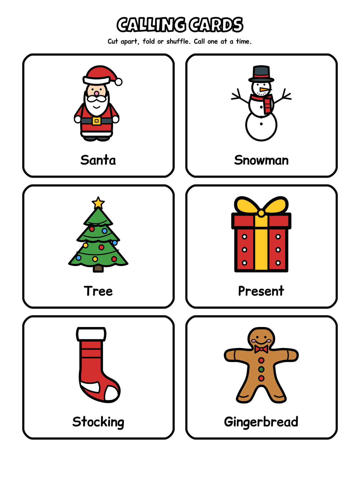 Christmas Bingo: 30 Unique Picture Cards + Calling Cards (Color & Low-Ink, Ages 4+) preview 3
