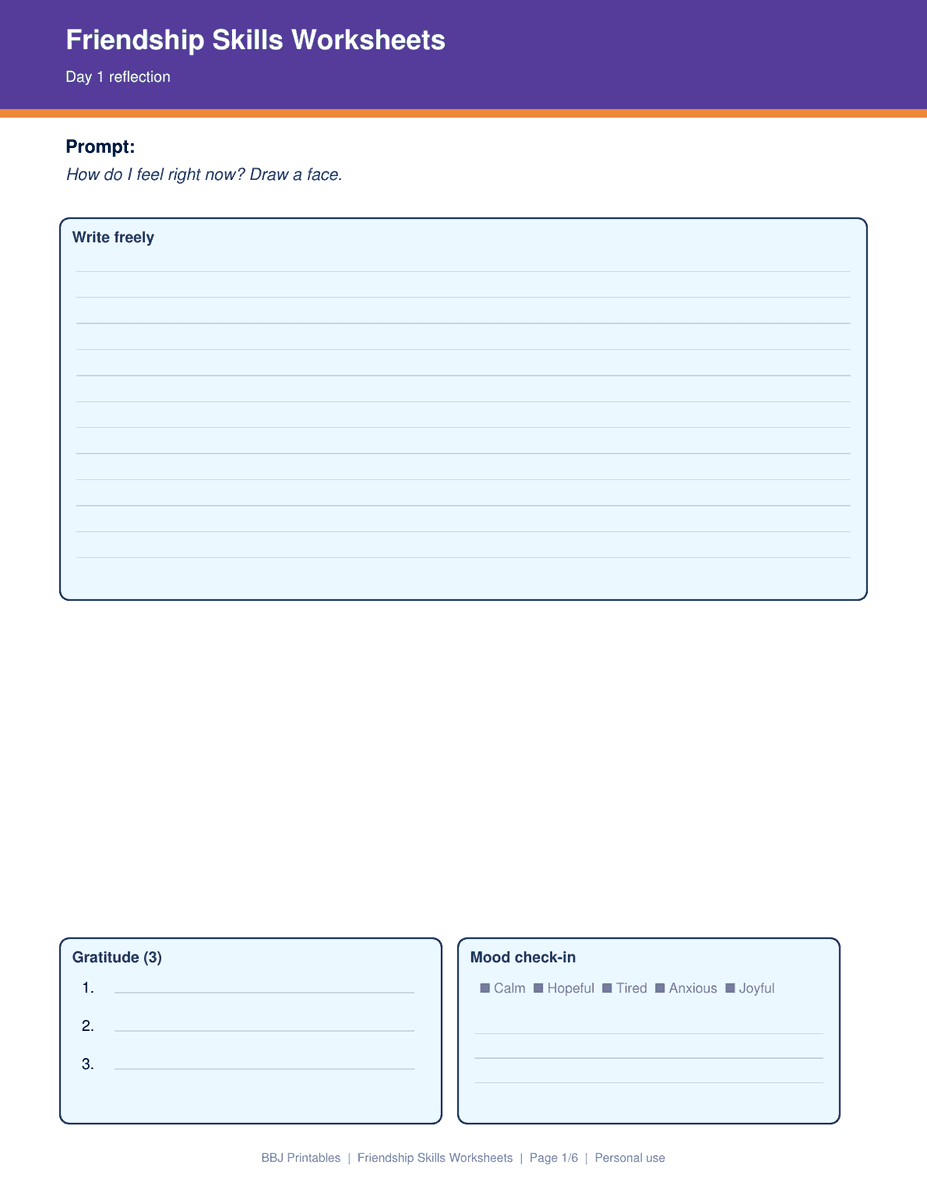 Preview of Friendship Skills Worksheets
