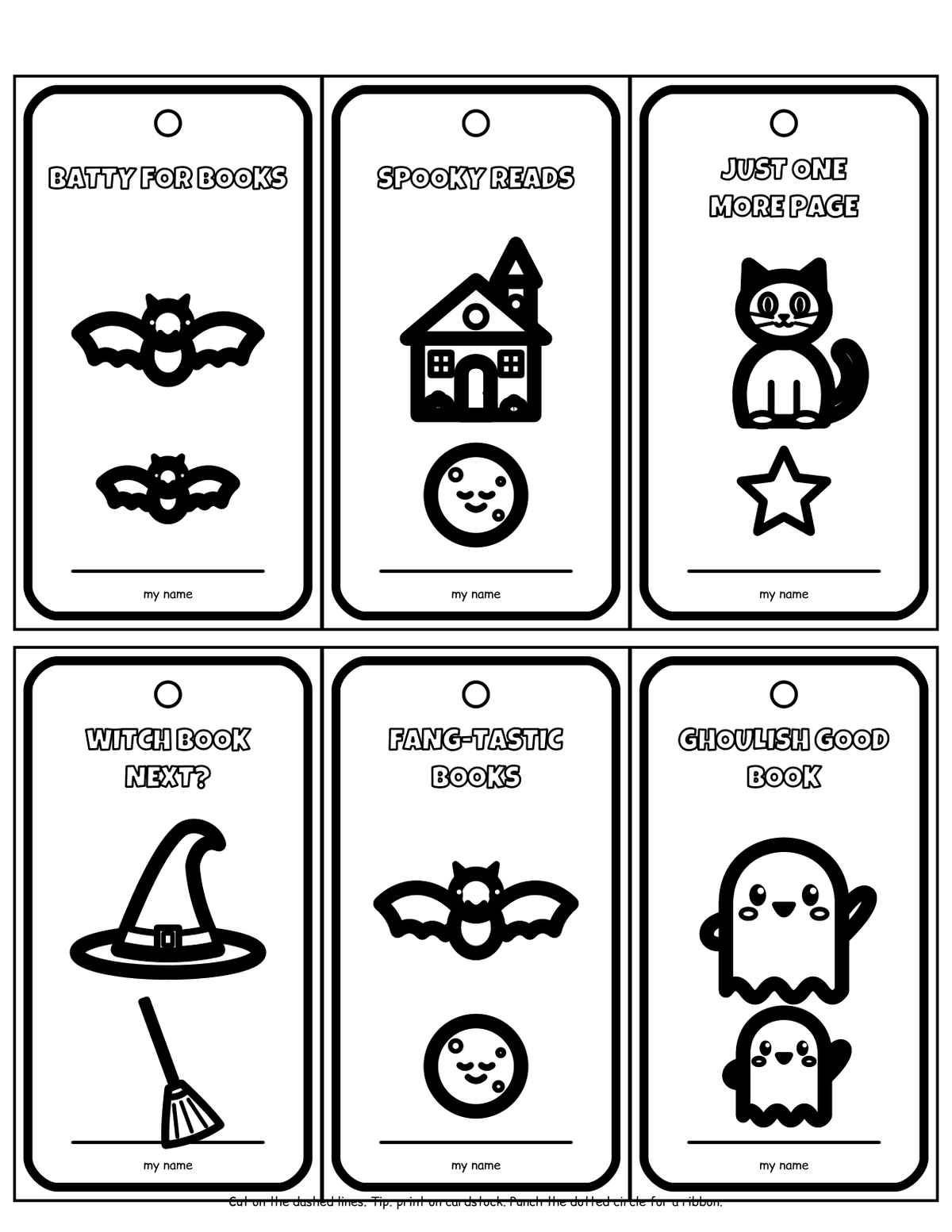Halloween Coloring Bookmarks (24 Bookmarks, 4 Pages) preview 3