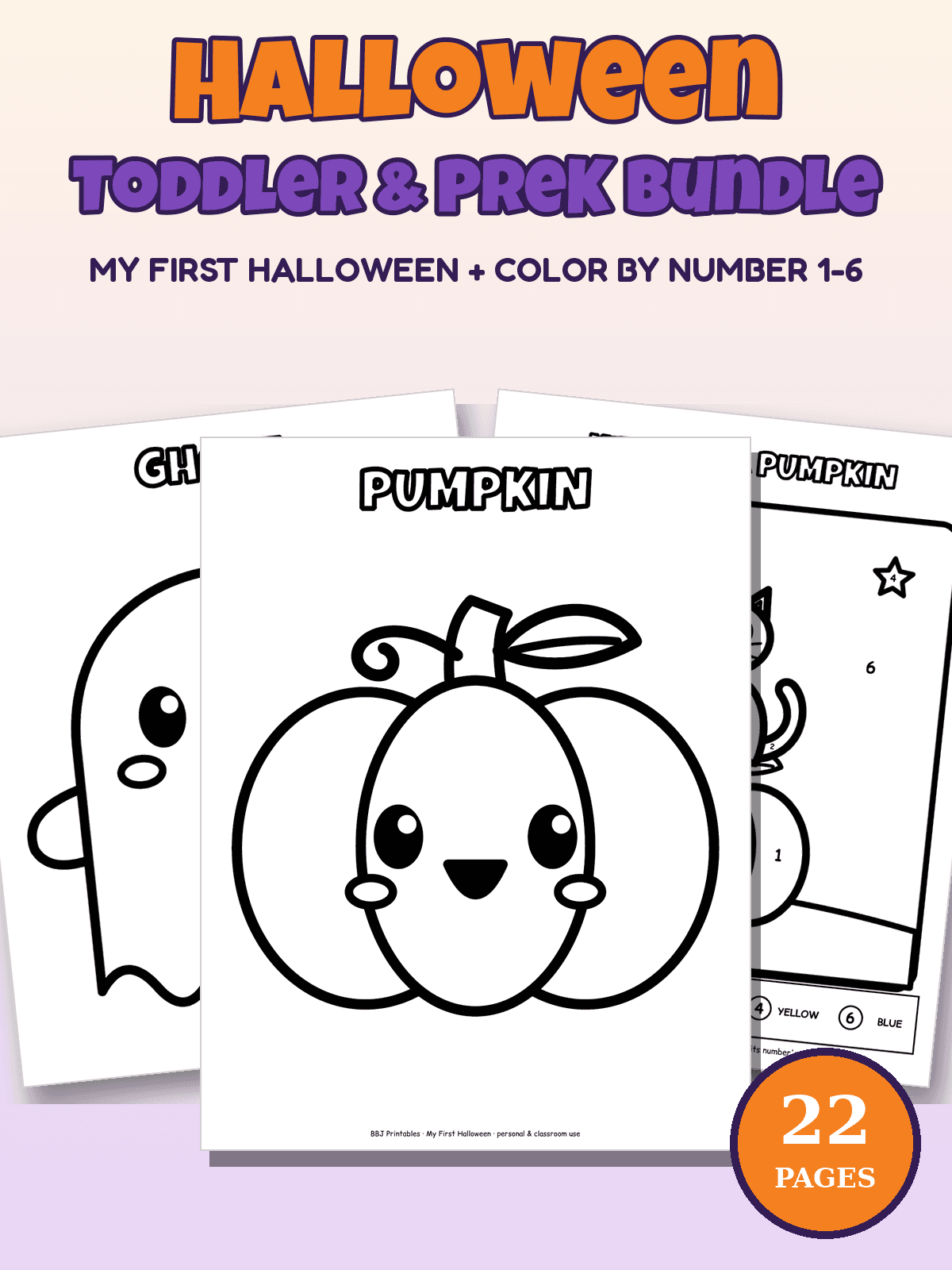 Preview of Halloween Toddler & PreK Bundle: My First Halloween + Color by Number 1–6 (23 Pages)