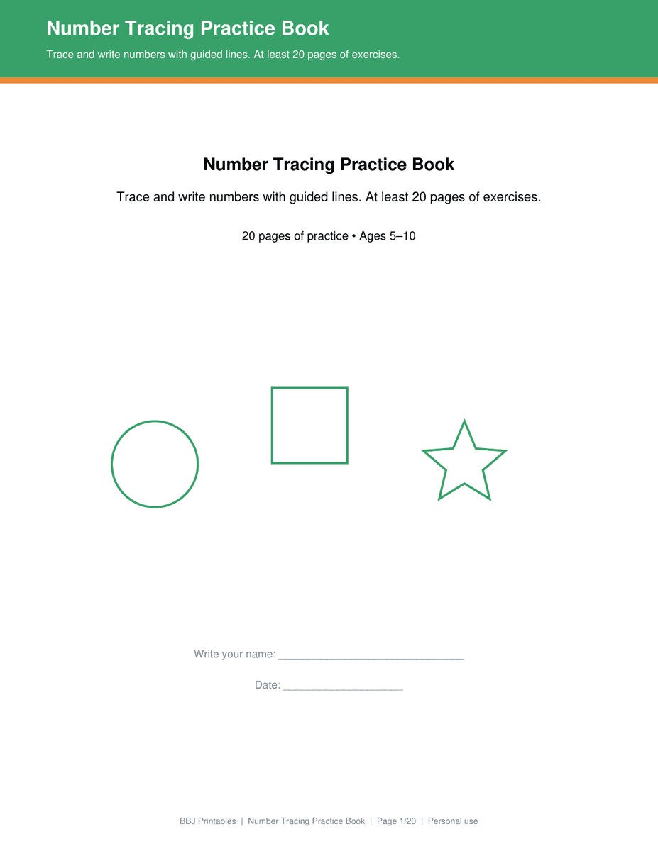 Preview of Number Tracing Practice Book