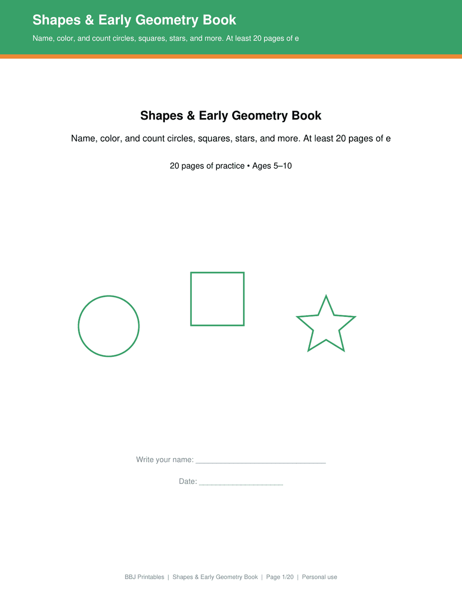 Preview of Shapes & Early Geometry Book