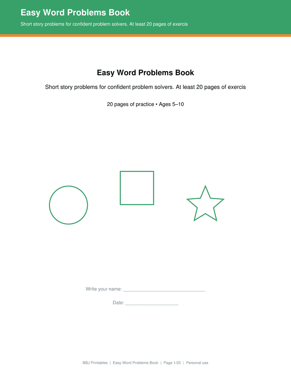 Preview of Easy Word Problems Book