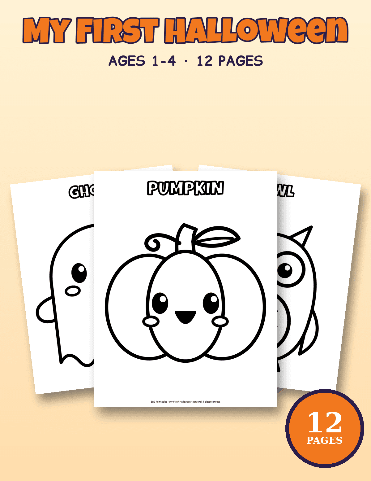 Preview of My First Halloween Toddler Coloring (12 Pages, Ages 1–4)