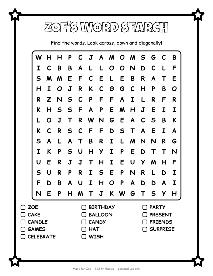 Sample: Word search with the name