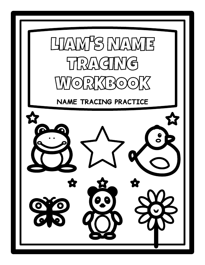 Preview of Personalized Name Tracing Practice Workbook (28+ Pages, Ages 3–6)