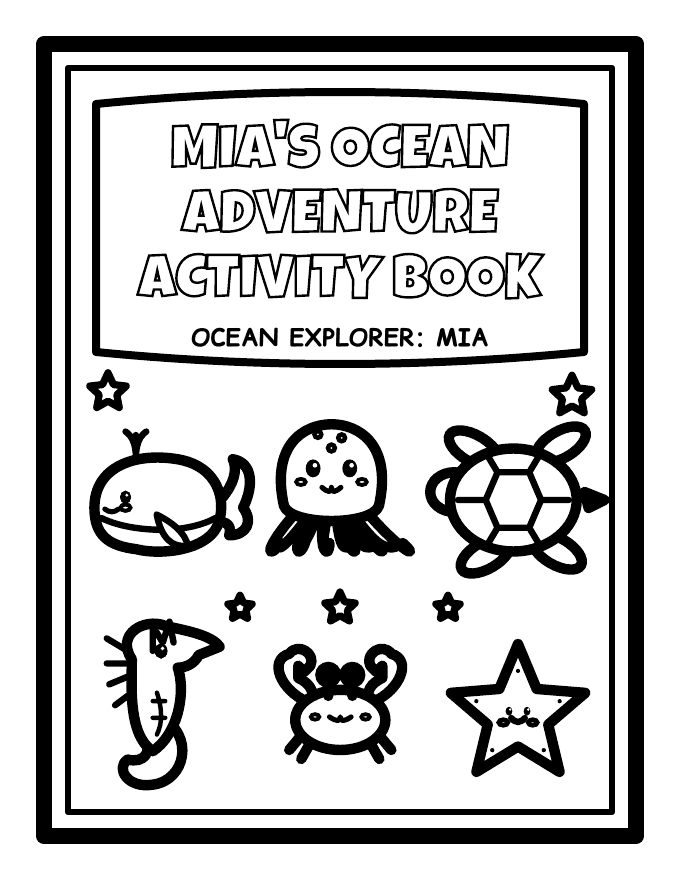 Preview of Personalized Ocean Adventure Activity Book (30+ Pages, Ages 4–9)