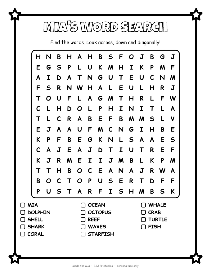 Sample: Word search with the name
