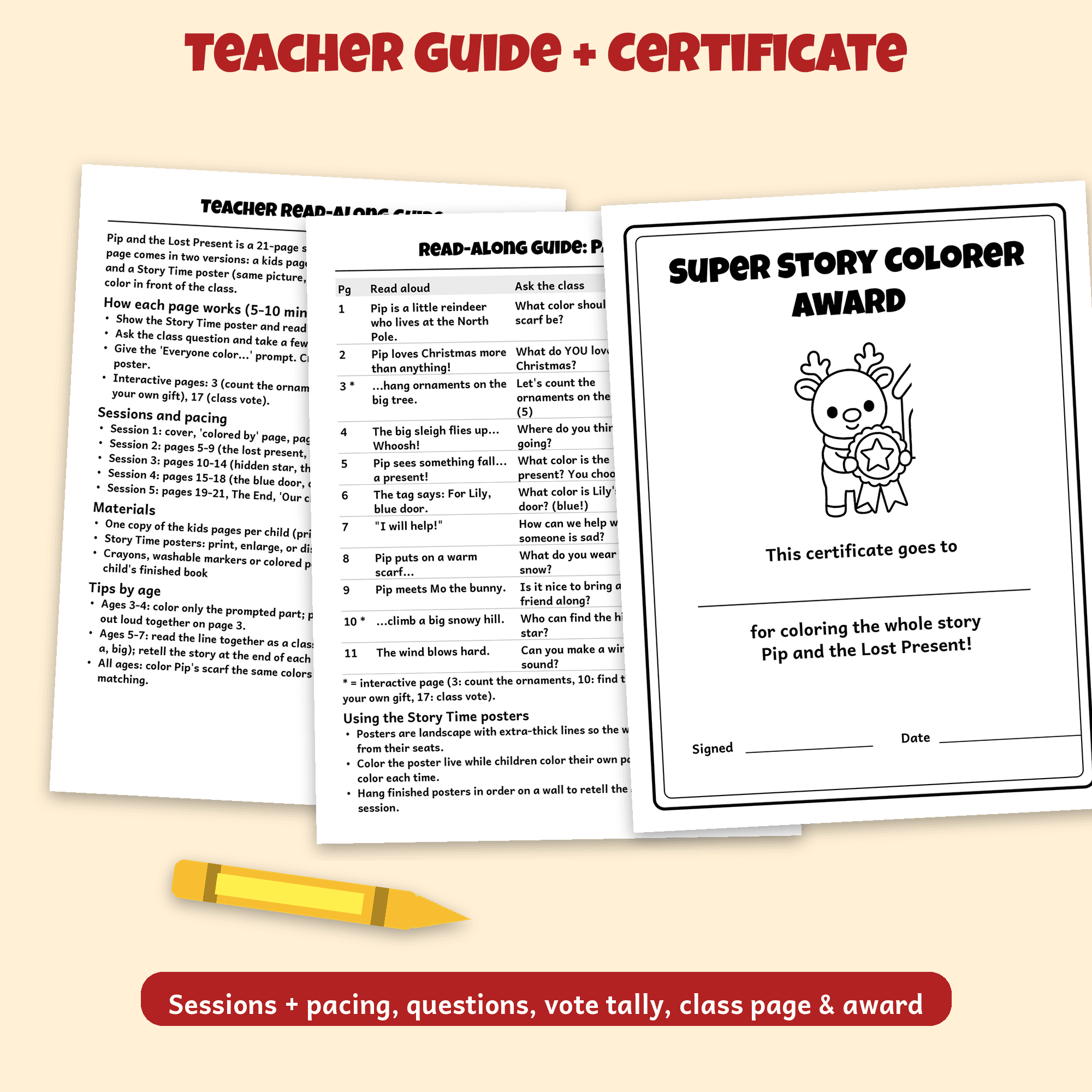Pip and the Lost Present — Classroom Christmas Coloring Storybook (Read-Along + Teacher Guide) preview 5