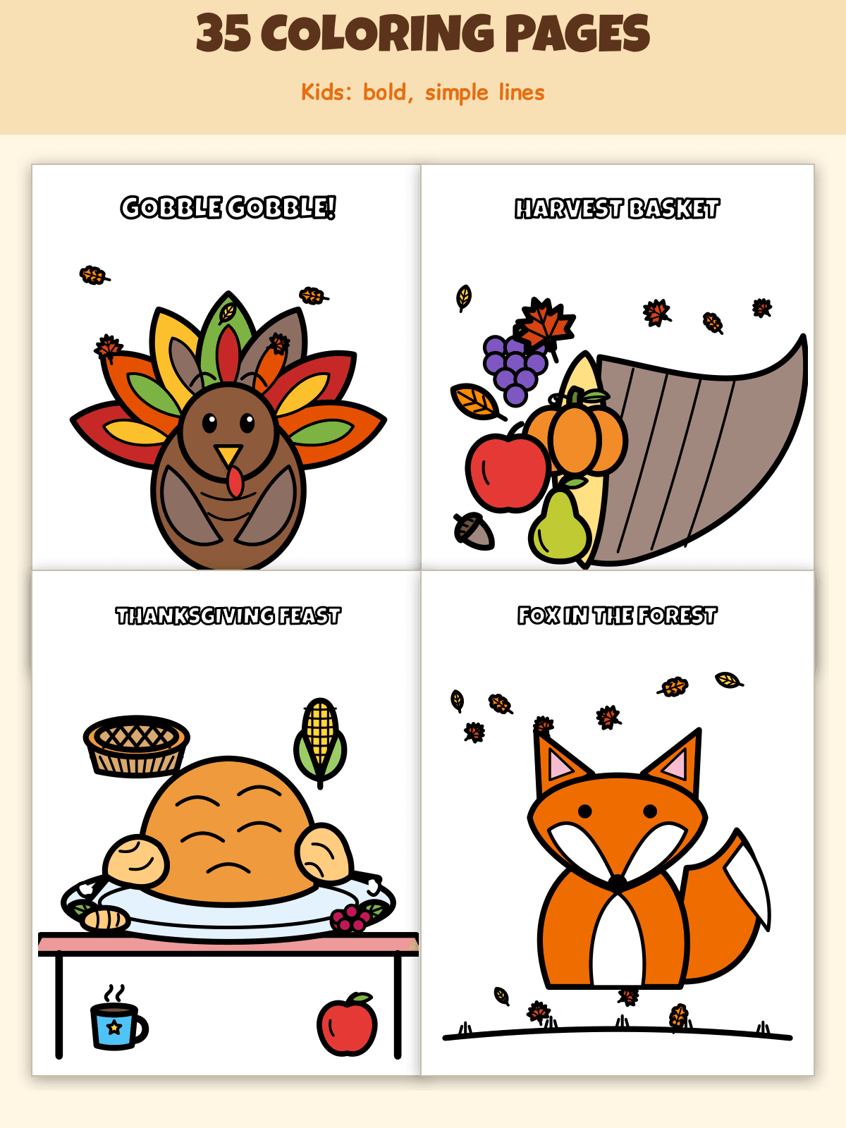 Complete Thanksgiving & Autumn Classroom/Homeschool Mega-Bundle | 154 Printable Pages: Coloring, Turkey Crafts, Placemats, Games & Worksheets sample page 1