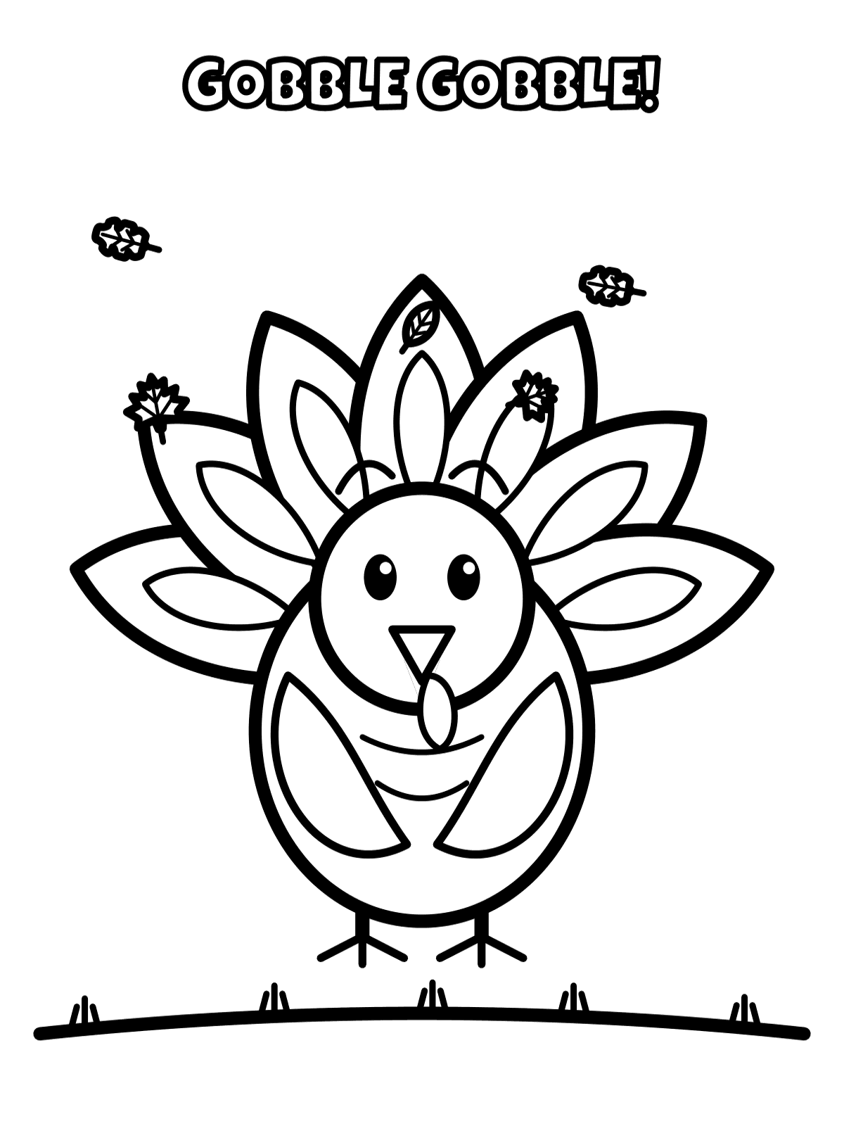 Thanksgiving Coloring Pages for Kids (25 Pages, Ages 3–8) sample page 1