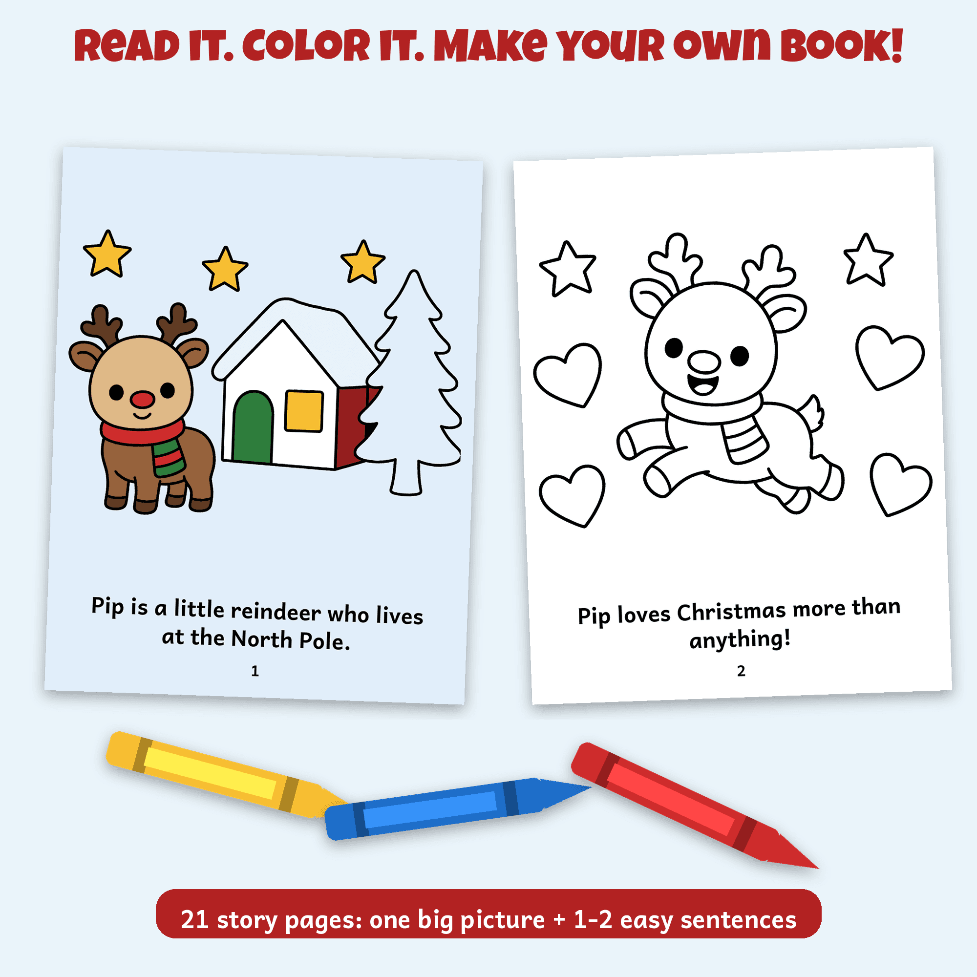 Pip and the Lost Present — Classroom Christmas Coloring Storybook (Read-Along + Teacher Guide) sample page 1
